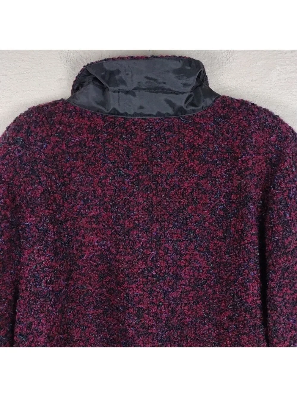 Dressbarn Woman Burgundy Knit  Collared Long Sleeve Button Up Cardigan Jacket